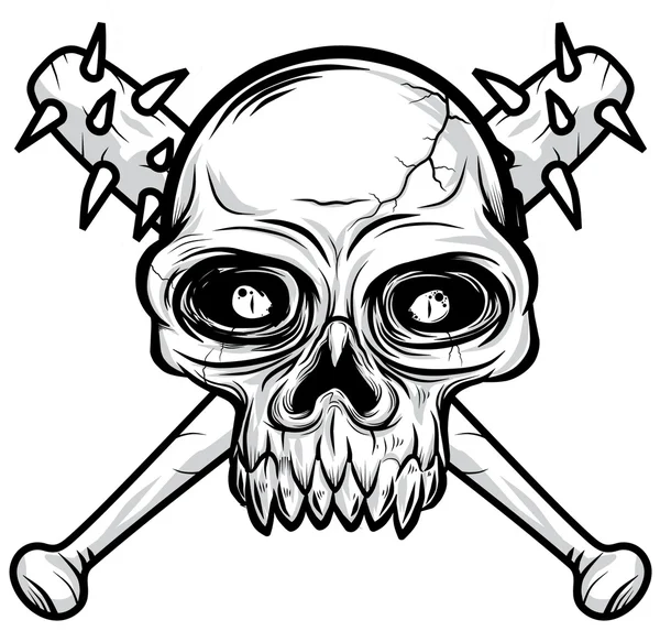 Black white Skull head vector illustration — Stock Vector