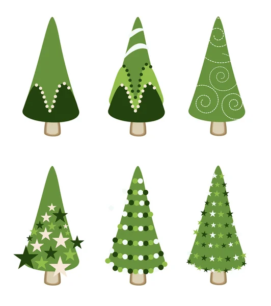 Conjunto de árbol verde de Navidad — Vector de stock