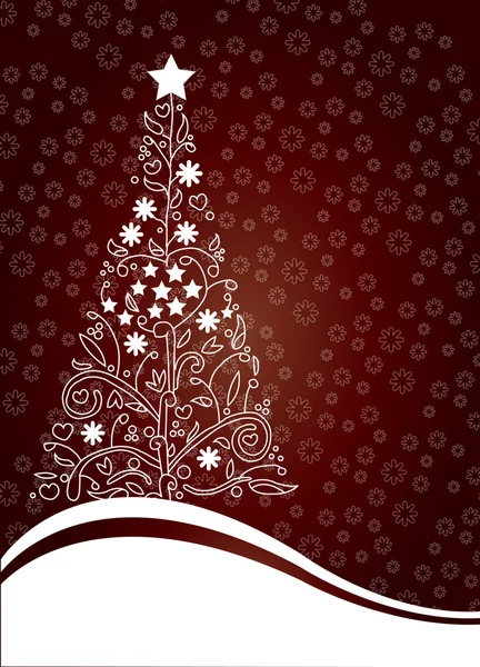 Árbol de Navidad con vector de fondo rojo — Archivo Imágenes Vectoriales