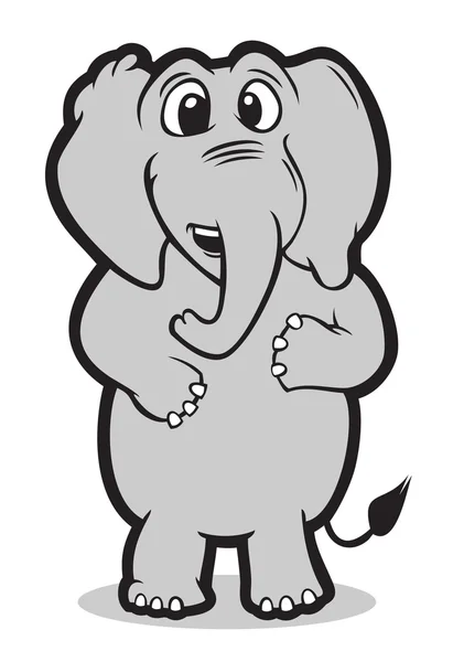 Elefant leende stand vektor karaktär — Stock vektor