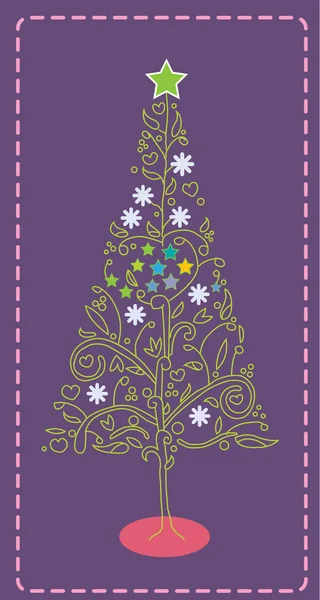 Christmas tree vector purple green — Stock Vector