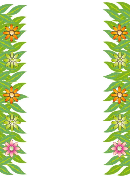 Grönt blad blomma ram illustration — Stock vektor