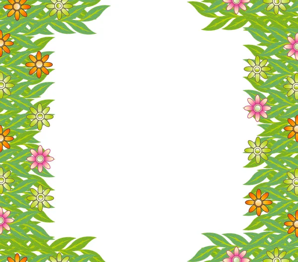 Grüne Rahmen Blatt Blume — Stockvektor