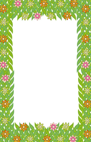 Fiore foglia cornice verde — Vettoriale Stock