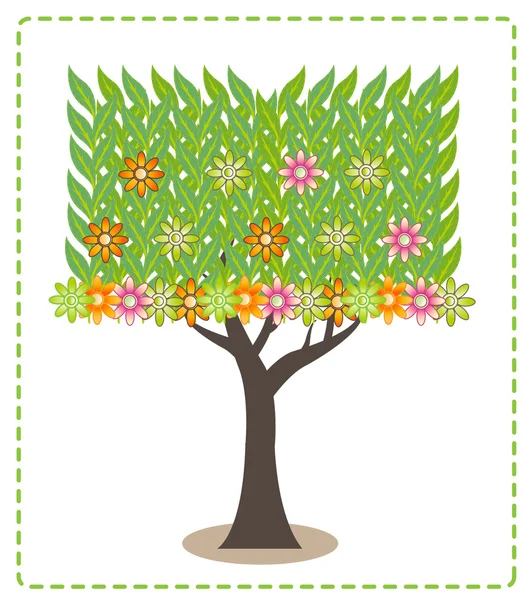 Ilustración de árbol de flor verde — Vector de stock