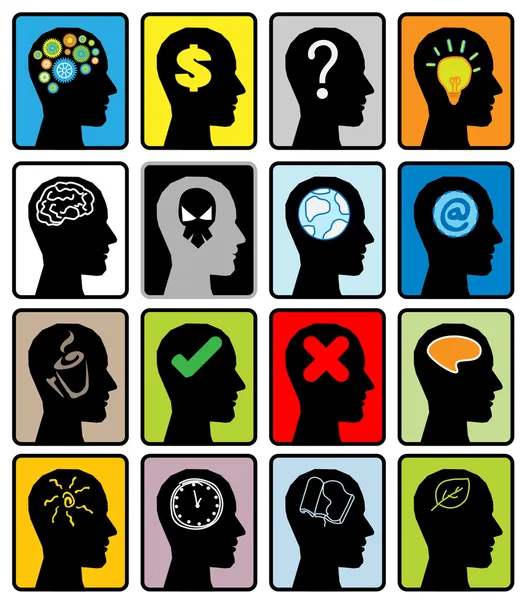 Head think silhoutte vector — Stock Vector