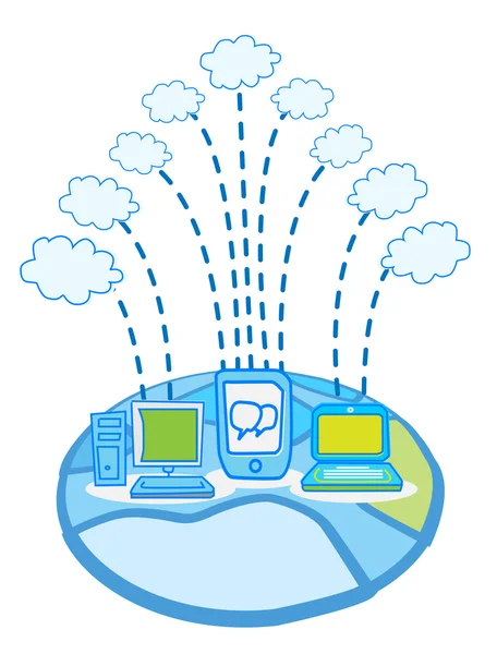 Cloud computing mondial de données — Image vectorielle