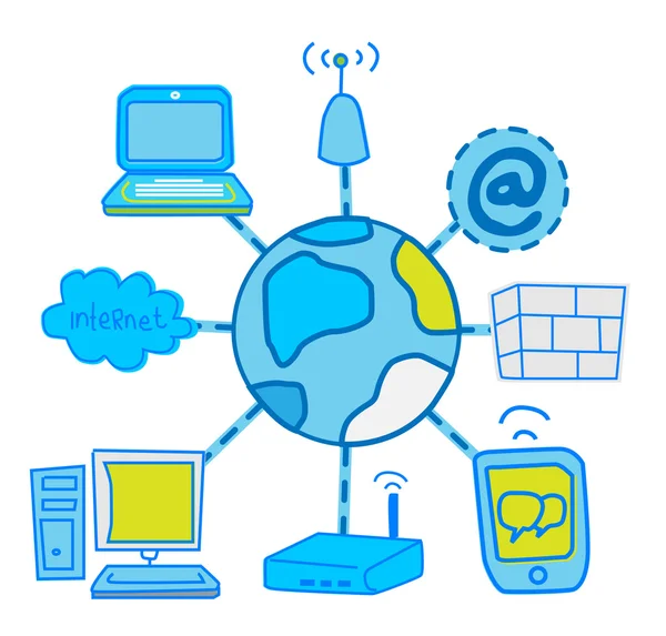 Internet Comunicazione di rete globale — Vettoriale Stock