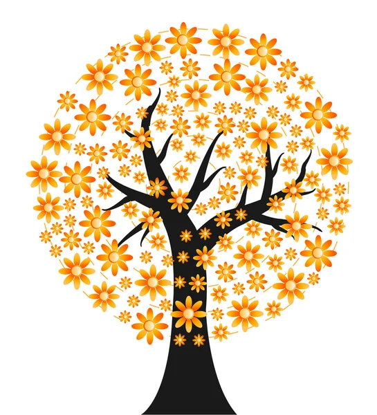 Outono árvore flor — Vetor de Stock