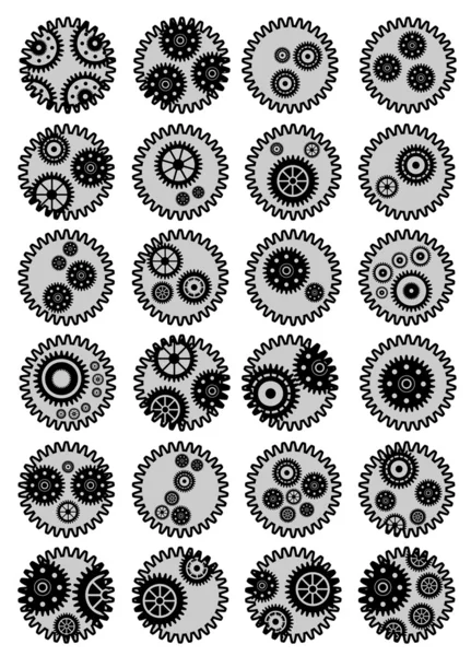Ensemble de 24 Mécanisme d'engrenage — Image vectorielle