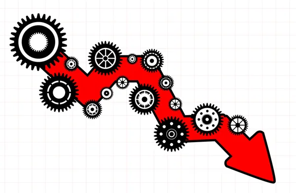 红色箭头齿轮业务流程 — 图库矢量图片