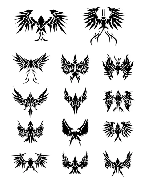 Wings silhouette collection — Stock Vector © dagadu #6119418