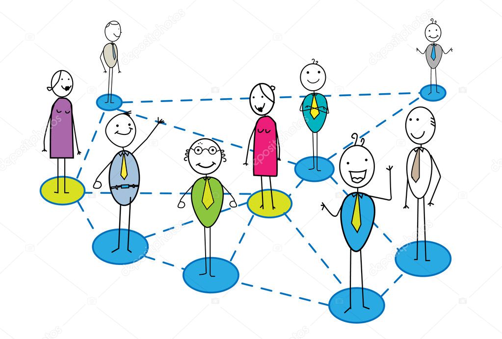 Business network with many businessman and woman