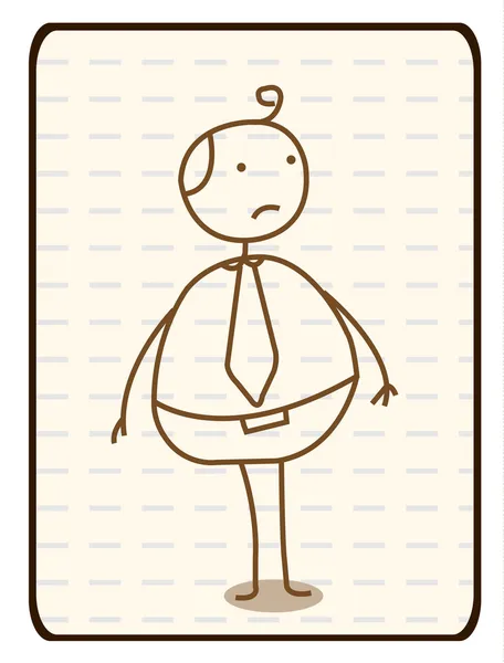 Outlined Doodle Cartoon vector Fat Man worker — Stock Vector