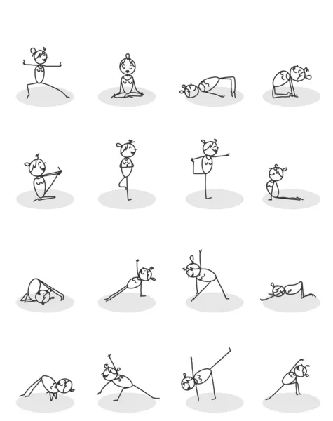 Conjunto de poses de ioga — Vetor de Stock