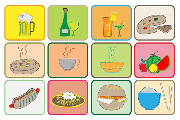Conjunto de alimentos y bebidas editable — Archivo Imágenes Vectoriales
