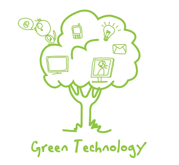 Árbol de tecnología ecológica verde — Archivo Imágenes Vectoriales