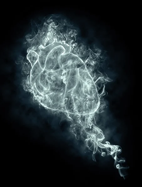 Herz im Rauch — Stockfoto