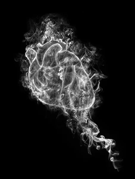 Herz im Rauch — Stockfoto