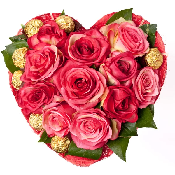 Composition of Roses in the shape of heart — Stock Photo, Image