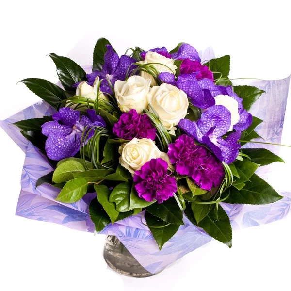群的花瓶里的紫罗兰色 flowrs 图库照片