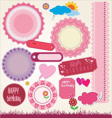 Set of cute scrapbook elements. vector illustration clipart