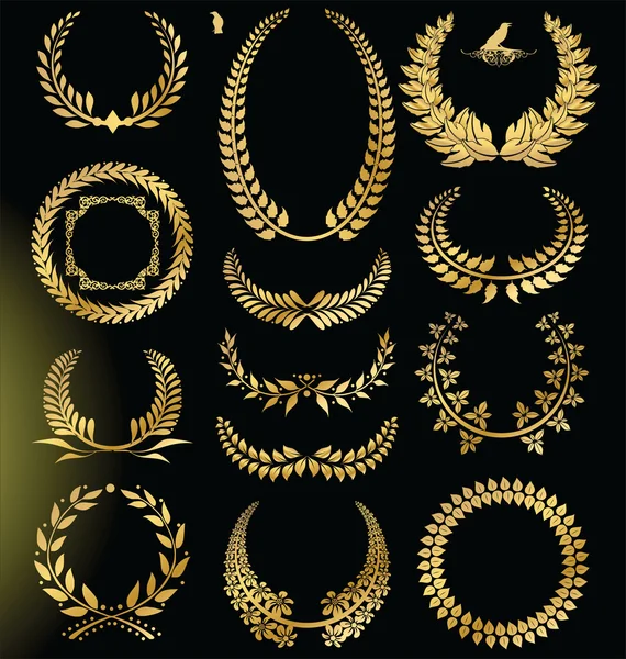 Couronne de laurier d'or - ensemble — Image vectorielle