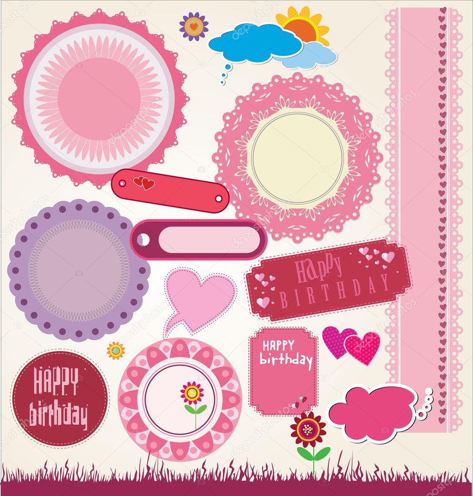 Set of cute scrapbook elements. vector illustration ⬇ Vector Image by ...