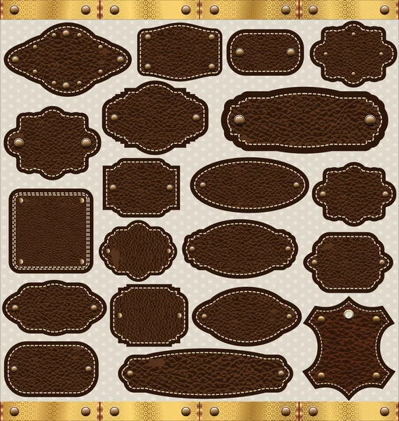 ÉTIQUETTES vintage en cuir — Image vectorielle