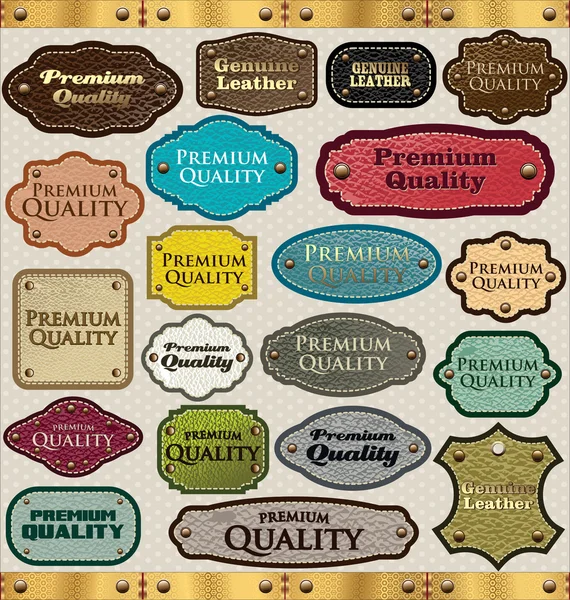 Cuero etiquetas de calidad premium — Vector de stock