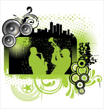 Grunge jazz music background clipart