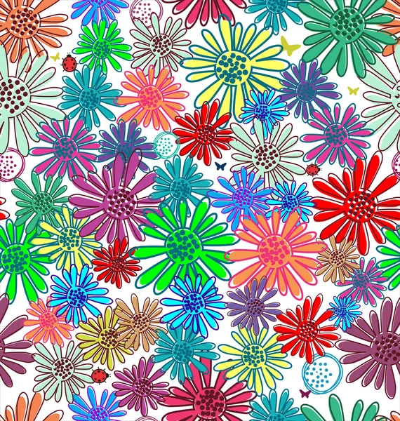 Seamless funny floral background — Stock Vector