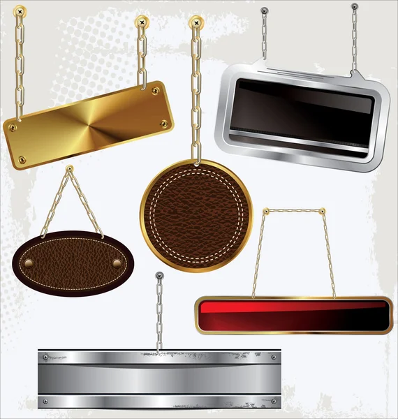 Işaretleri ve etiketleri üzerinde altın ve Gümüş Zincir — Stok Vektör