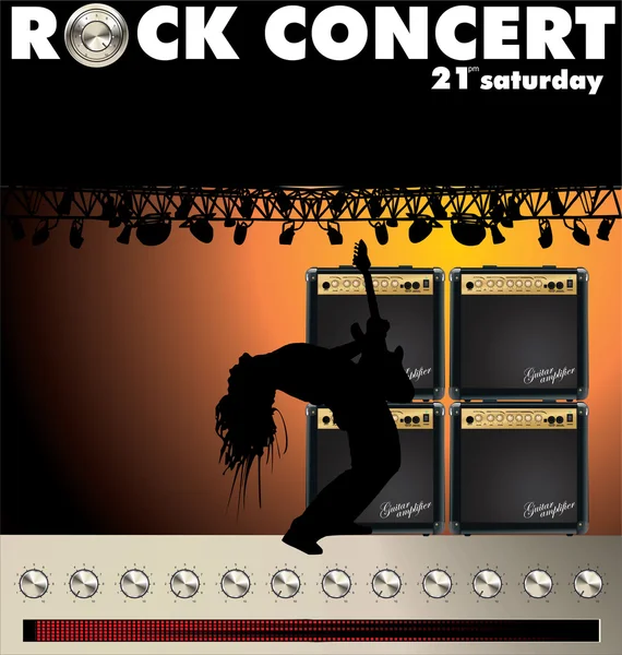 Rock koncert tapeta s kytarové combo a objemu knoflík — Stockový vektor
