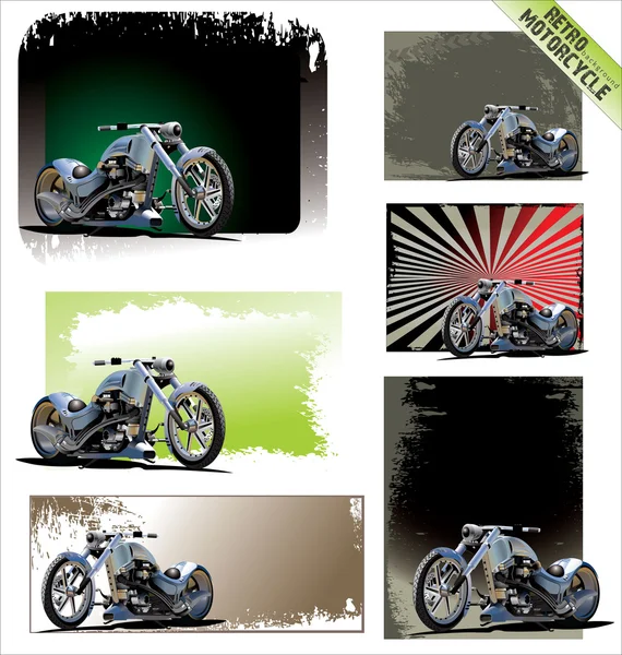 Retro motorcycle background set — Stock Vector