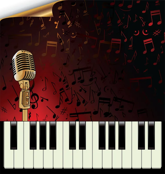A vintage piano with old microphone — Stock Vector