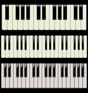 3 different piano keyboards clipart