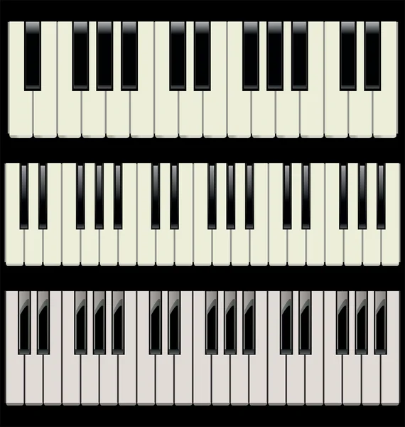 3 verschiedene Klaviertastaturen — Stockvektor