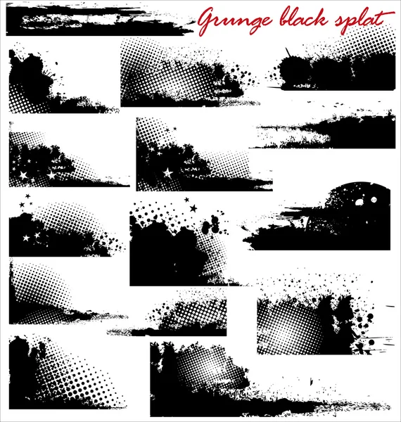 Grunge splat negro - conjunto — Vector de stock