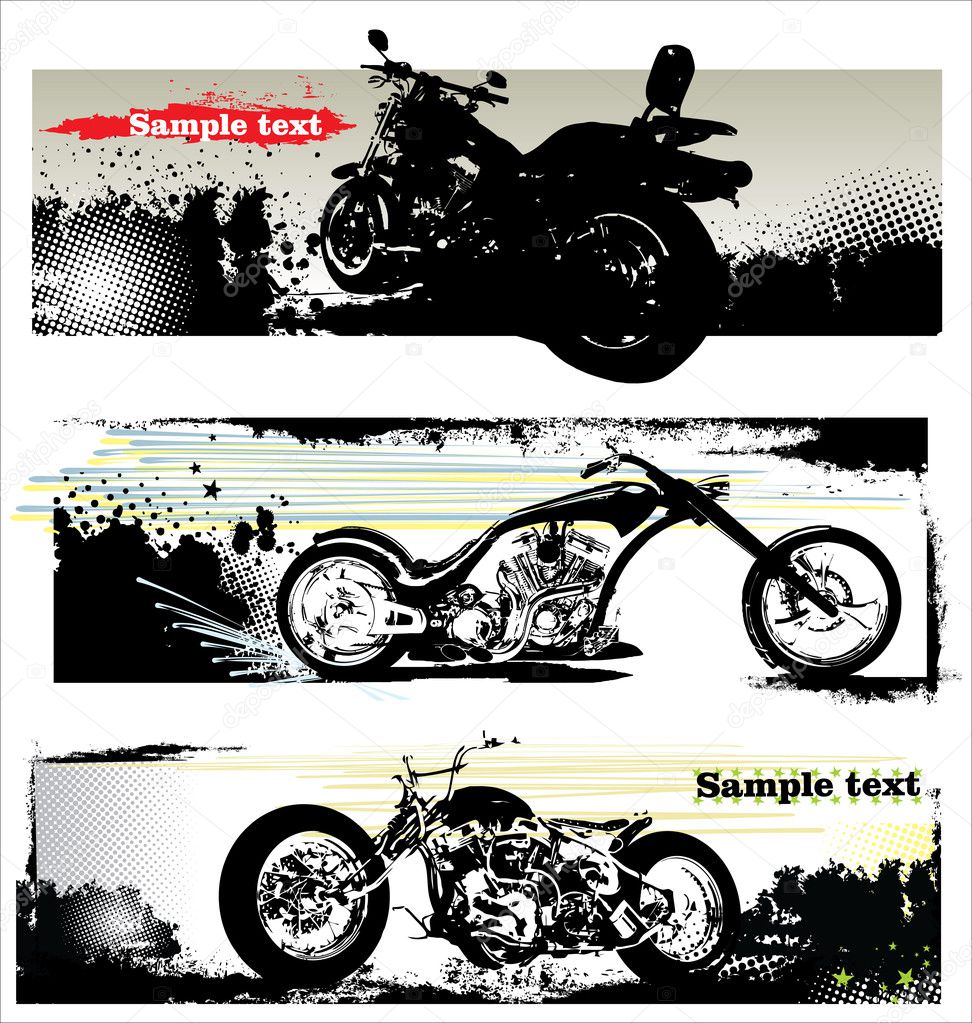 Grunge motorcycle banners