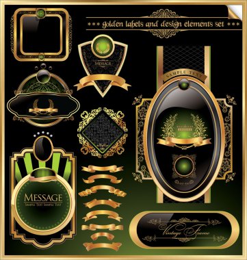 Golden labels and design elements set clipart