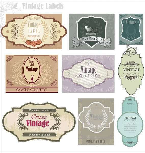 Ensemble d "étiquettes vintage ornées — Image vectorielle