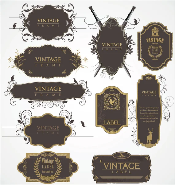 Conjunto vectorial de marcos vintage — Archivo Imágenes Vectoriales