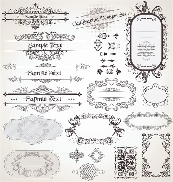 Conjunto de desenhos caligráficos ornamentais vintage —  Vetores de Stock