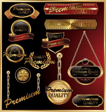 Premium quality golden framed labels clipart