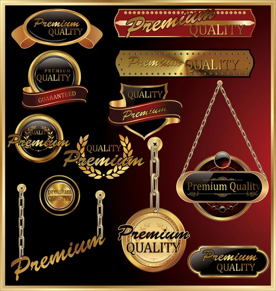 Золоті етикетки преміум якості — стоковий вектор