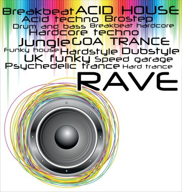 Rave music genres background clipart