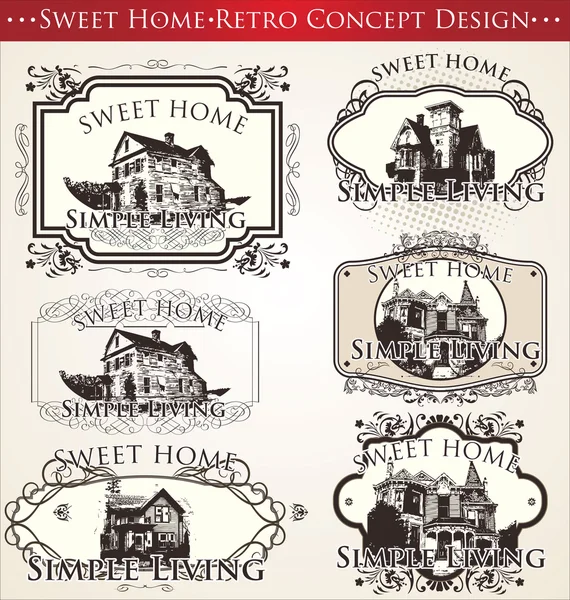 Sweet home - retro conceptontwerp — Stockvector
