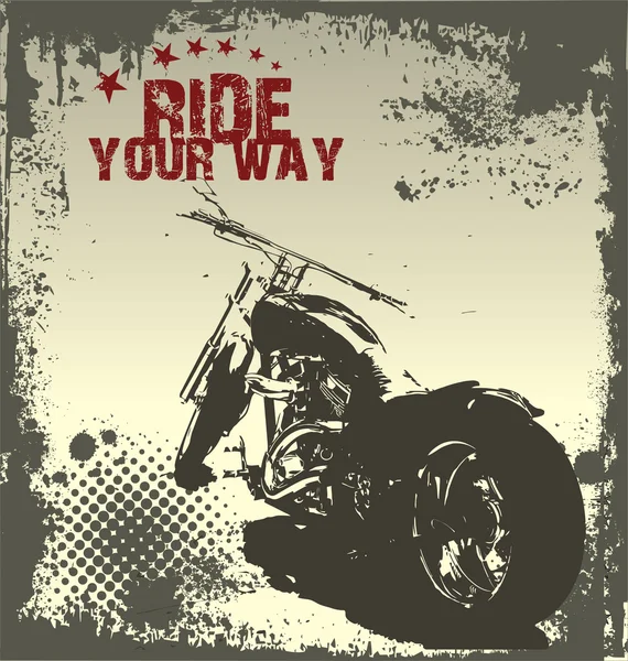 Rida din väg - motorcykel grunge bakgrund — Stock vektor