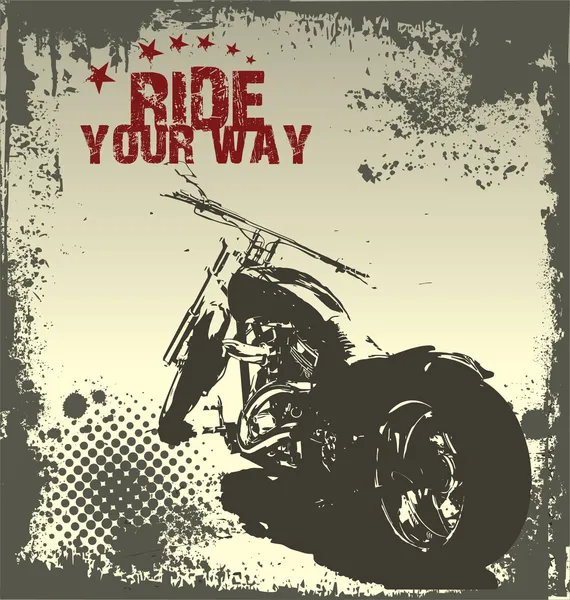 あなたの方法 - バイク グランジ背景に乗る — ストックベクタ